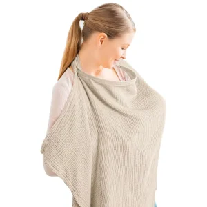 Breathable 100% Cotton Mother Nursing Apron With Rigid Hoop Multi use Carseat Canopy Muslin Nursing Cover for Baby Breastfeeding