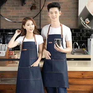 Breathable Canvas Cosy Carpenters Waist Bib Kitchen Apron with Pockets Sleeveless Sanitary Use