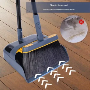 Broom Dustpan Set Home Use PET Broom Head Iron Broomstick Soft Fine Non Sticky Hair Living Room Cleaning Tool