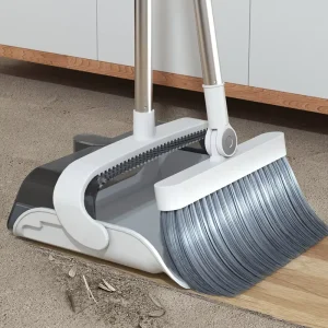 Broom Dustpan Set Household Whisk Broom Double Toothed Foldable Dustpan Sweeping Broom