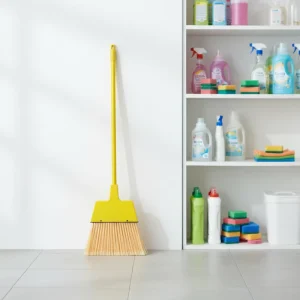 Broom & Dustpan Set with PET Broom Head Bristle Plastic Standing Design for Home & Garden Use
