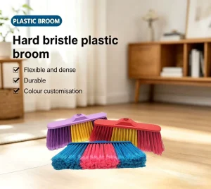 Broom Head Eco Friendly Plastic Broom Head with Soft PP Bristles and Plastic Handle for Kitchen Floor Cleaning