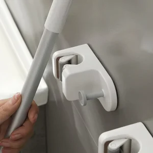 Broom Holder Bathroom Hanging Shelf No Drilling Required Saves Space Mop Stand