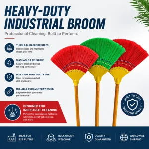 Broom Household Floor Sweeper Soft Bristles Wont Stick Hair Traditional Plastic Handle Waterproof Durable Broom