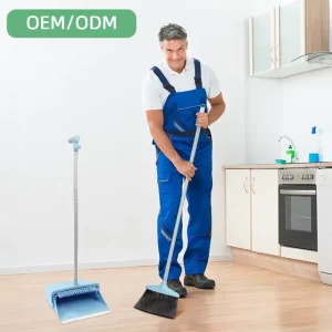 Broom and Dustpan Set Aluminum Extendable and Adjustable Long Handle 120cm Length PP Broom Head