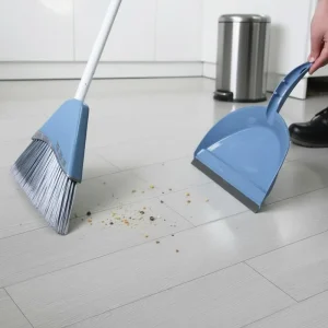 Broom and Dustpan Set Long Handle PET Broom Head for Household Home Cleaning Sweeping