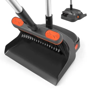 Broom and Dustpan Set Outdoor Indoor Upright Long Handle