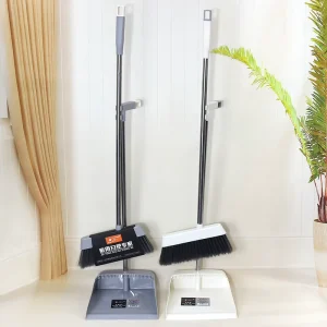 Broom and Dustpan Set with Stainless Steel Handle
