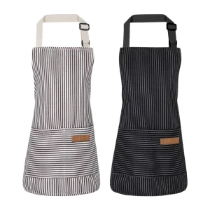Bulk Reusable Stripes Breathable Kids Cooking Aprons with 2 Pockets Cute Aprons for Boys and Girls
