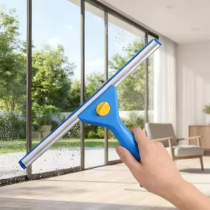 Button Rotary Window Squeegee Wiper for Car Windshield Mirror Wash Stainless Steel Cleaning Scraper with Rubber Blade