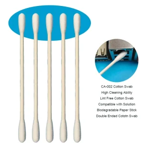 CA-002 Biodegradable Paper Stick Double Round Head Industrial Cleaning Qtips Lint Free Cleanroom Cotton Bud Swab