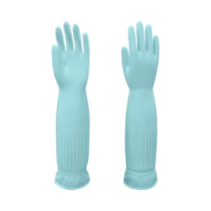 CE Certified Durable Medium Extra Long 45cm Reusable Natural Latex Gloves Waterproof Textured Palm Kitchen Laundry Cleaning