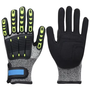 CE EN388 Cut Resistant Gloves Waterproof Windproof TPR Impact Protection 13 Gauge Foam Nitrile Heavy Duty Safety Gloves