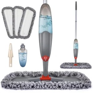 CF Household Commercial Magic Flat Mop Set 3 Microfiber Mop Heads with 635ml Bottle Spray for Spin Mop Cleaning Floor