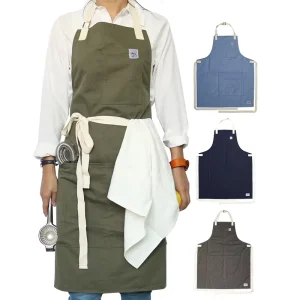 CHANGRONG Custom Kitchen Cotton Polyester Kitchen Apron with Pockets