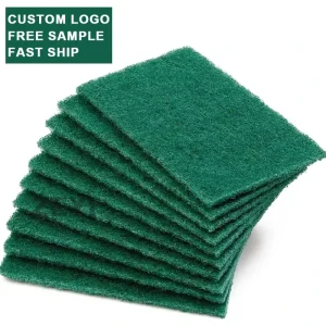 CUSTOM LOGO Deep Green Microfiber Kitchen Pad Thick Rubber Sponge for Dish Cleaning Heavy Duty Cloth Scouring Pad