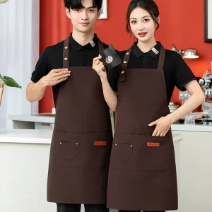 Cafe and Restaurant Logo Printed Canvas Kitchen Apron Comfortable Suitable for Staff Uniforms with Metal Buckle and Adjustable Design