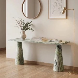 Cammy Stone Shangrila Green Marble Console Table for Kitchen Bathroom Villa Modern Design Polished Finish Durable