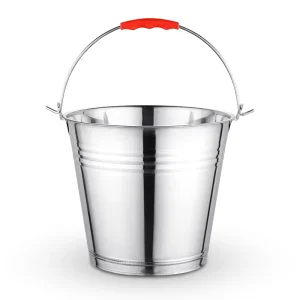 Camping Hiking Travelling Fishing Washing Milk Bucket Water Bucket Flower Bucket Factory Custom Stainless Steel Metal Silver