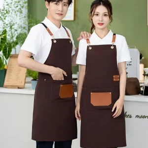 Canvas Apron Chef and Waiter Unisex Uniform Cooking Kitchen and Bar Apron Long Work Apron for Commercial Cafes