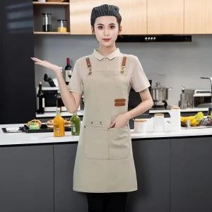Canvas Apron Kitchen Coffee Milk Tea Shop Catering Waterproof Unisex Work Clothes Printed Logo Anti fouling Uniform