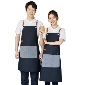 Canvas Apron with logo Printing Specially Designed for Catering Milk Tea Shops cafes bakeries and Kitchens women’s Work Apron