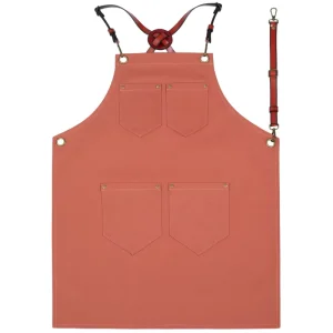 Canvas Brown Apron Four Pockets Customize Embroidery Logo Painting Apron Custom Multiple Colors Cotton