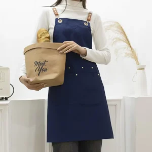 Canvas Cross Back Waterproof Apron Men Women Chef Cooking Kitchen Uniform Barbecue Restaurant Working Apron