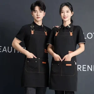Canvas Unisex Chef Apron with Pockets Custom Logo Option Needle Detection for Restaurant Coffee Shop Gardening Use