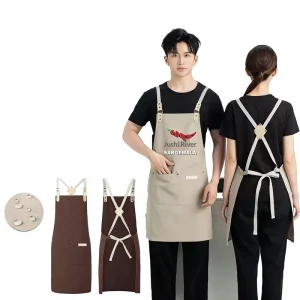 Canvas Waterproof Sleeveless Apron with Customizable Logo Printed for Catering Baking Coffee & Cake Shops H Strap Workwear