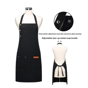 Canvas Waterproof Stain-Resistant Three Buckle Adjustable Logo Printing Cooking Kitchen Catering Apron