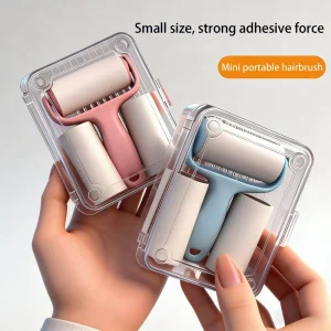 Car Cleaning Brush Mini Portable Lint Roller Set with Storage Box Travel Sticky Pet Hair Remover Roller for Clothes Sofa