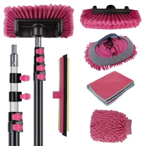 Car Cleaning Kit Aluminum Alloy Telescopic Pole Microfiber Chenille Wash Mop Brush Squeegee Towel Glove for Home Washing