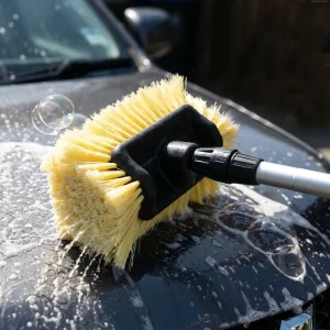 Car Detailing Five Sided Plug In Aluminum Sectional Pole Water Through Car Wash Brush Soft Bristle Window Glass Exterior