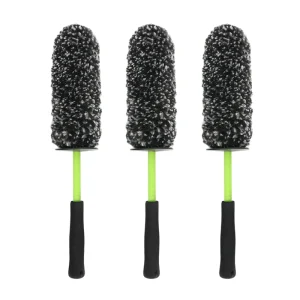 Car Duster Microfiber Green Car Cleaning Brush Soft PP Bristles EVA Handle Wheel Barrel Brush Microfiber