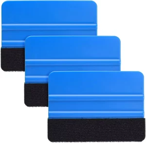 Car Film Install Squeegee Auto Foil Window Tint Tool Scraper Wool Felt Vinyl Eco Friendly Plastic PP 3×4 Inch Blue