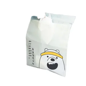 Car PE Garbage Bag Cute Cartoon Portable Self-Adhesive 30x45cm 1-3L Vest-style Kitchen Office Disposable Sustainable