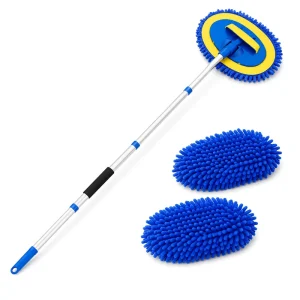 Car Wash Brush Kit with Long Handle 3PCS Microfiber Car Wash Brush Mop Mitt Duster Not Hurt Paint Scratch for Washing Car
