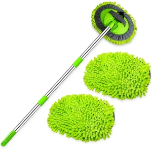 Car Wash Brush Kit with Long Handle 3PCS Microfiber Car Wash Brush Mop Mitt Duster Not Hurt Paint Scratch for Washing Car