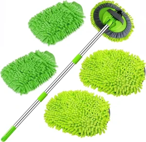 Car Wash Brush Kit with Long Handle 5PCS Microfiber Car Wash Brush Mop Mitt Duster Not Hurt Paint Scratch for Washing Car