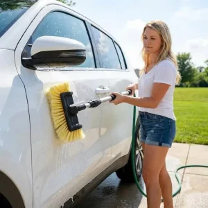 Car Wash Brush Telescopic Handle Plastic PVC Soft Bristle 1.4-3M Range for Car Detailing Exterior Window Cleaning Flowthrough