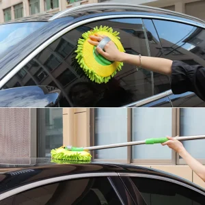 Car Wash Mop Three Section Wax Brush Chenille Cleaning Brush Retractable Car Wax Duster