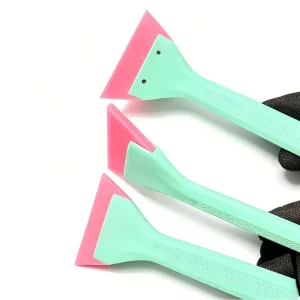 Car Wrapping Tool Dual Purpose Small Squeegee & Detail Scraper with Long Plastic Handle for Window Tinting Precise Operation