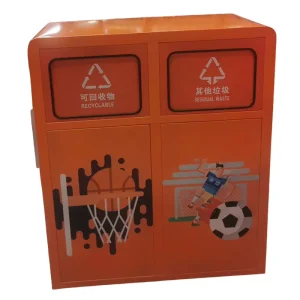 Cartoon Graffiti Outdoor Galvanized Steel Plate Classified Municipal Street Trash Cans