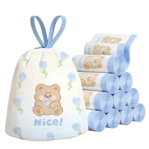 Cartoon Non tear Trash Bags Chinei Indoor Thickened Kitchen Dorm Office Household Portable Automatic Closing Drawstring Value