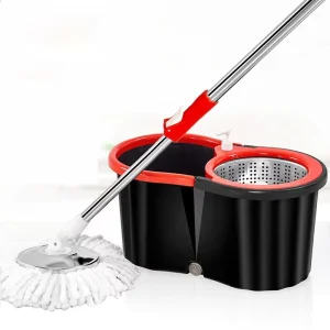 Centrifugal Spinning Swivel Handle Steel Pole Hand Free Wash 360 Rotating Mop with Bucket and Microfiber Refill Cloth