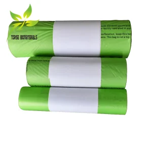 Certified Biodegradable Compostable Corn Starch + PBAT + PLA Food Scrap Camping Toilet Trash Flat Bag Roll Non Plastic