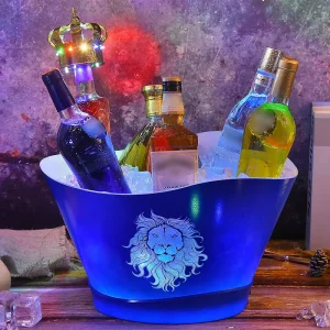 Champagne Vodka Whisky Multiple Color Acrylic Ice Bucket Plastic Custom Logo Ice Buckets Beverage Tubs Ice Bucket Circle Led