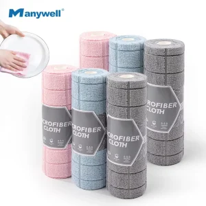 Checkered Microfiber Cleaning Cloths Roll Tearable Kitchen Dish Rags Absorbent Lint Free Cleaning Towel