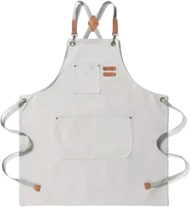 Chef Aprons for Men Women Printed Woven Large Pockets Durable Cotton Canvas Cross Back Heavy Duty Adjustable Grill Apron Size M